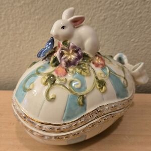 Vintage Rabbit Egg Easter Candy Dish